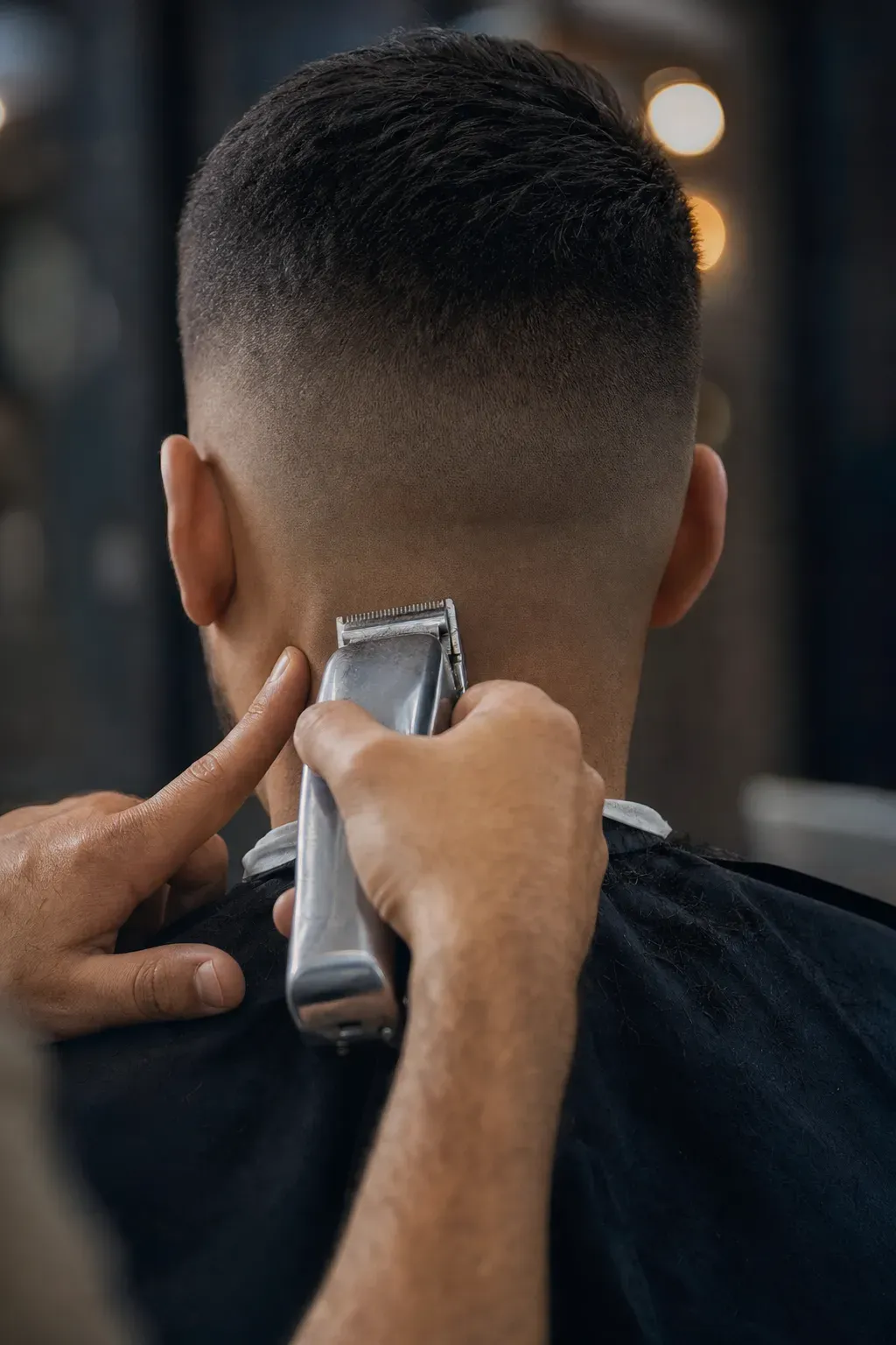 A reclined hot-towel straight-razor shave in progress